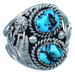 Navajo Turquoise Leaf Sterling Silver Ring Size 11-3/4 BX117208