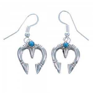Navajo Sterling Silver Turquoise Naja Hook Earrings DX117277