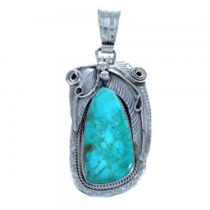 Sterling Silver Turquoise Native American Leaf Pendant BX118509