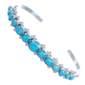 Blue Opal Sterling Silver Zuni Indian Cuff Bracelet CB118359