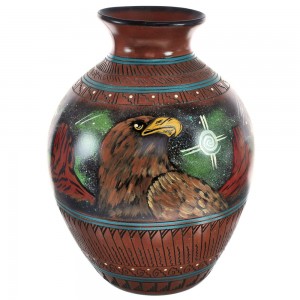 Hand Crafted Hummingbird Eagle Bear Native American Pot By Artist Shyla Watchman BX118826