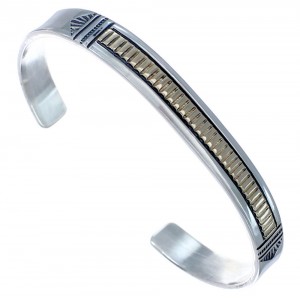 Sterling Silver 14 Karat Gold Navajo Cuff Bracelet BX118847
