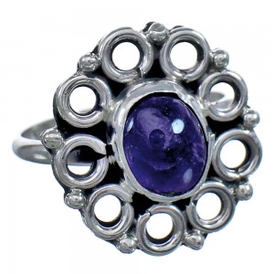 Amethyst Sterling Silver Navajo Ring Size 7-1/4 BX119483