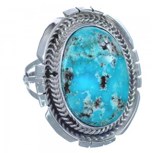 Turquoise Twisted Sterling Silver Navajo Ring Size 8-1/2 BX119510