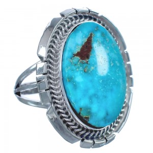 Turquoise Twisted Sterling Silver American Indian Ring Size 8-1/2 BX119512