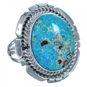 Twisted Sterling Silver Native American Turquoise Ring Size 7-3/4 BX119520
