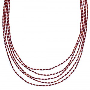5-Strand Hand Strung Sterling Liquid Silver 16" Red Oyster Shell Necklace RX119140