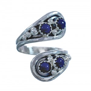 Native American Sterling Silver Lapis Adjustable Ring Size 7,8,9 BX119367