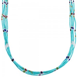 Tuquoise And Multicolor Liquid Sterling Silver 5-Strand Necklace BX120692