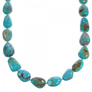 Turquoise Free Formed Authtentic Sterling Silver Bead Necklace BX119695