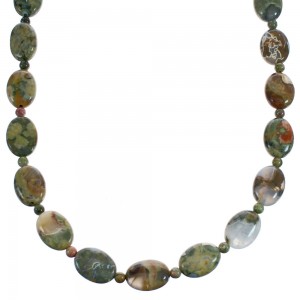 Southwest Sterling Silver Rhyolite Bead Necklace BX119716