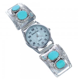 Snake Zuni Sterling Silver Turquoise Effie Calavaza Watch BX120228