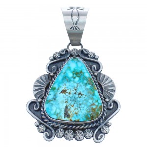 Authentic Sterling Silver Kingman Turquoise American Indian Pendant BX120394