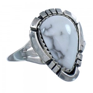 Sterling Silver American Indian Howlite Tear Drop Ring Size 6-1/4 BX120078
