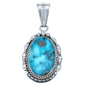Turquoise Authentic Sterling Silver American Indian Pendant BX119944