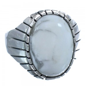 Native American Ray Jack Sterling Silver Howlite Ring Size 11-3/4 BX120177