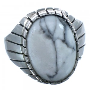 Ray Jack Navajo Sterling Silver Howlite Ring Size 11-3/4 BX120178