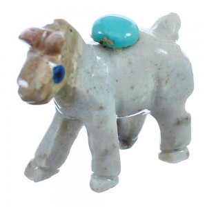 White Agate Hand Crafted Fetish Horse Native American Turquoise Figurine BX120197