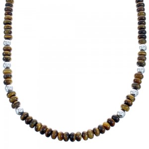 Tiger Eye Southwestern Authentic Sterling Silver Bead Necklace BX120743