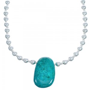 Chrysocolla Sterling Silver Bead Necklace KX120988
