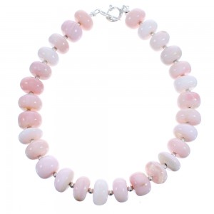 Pink Opal Sterling Silver Bead Bracelet KX120996