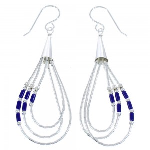 Lapis Liquid Silver Waterfall Hook Dangle Bead Earrings KX120943