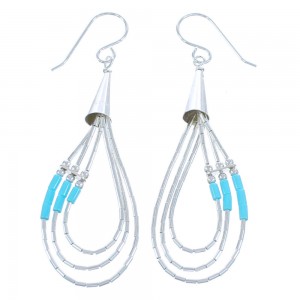 Blue Turquoise Liquid Silver Waterfall Hook Dangle Bead Earrings KX120942