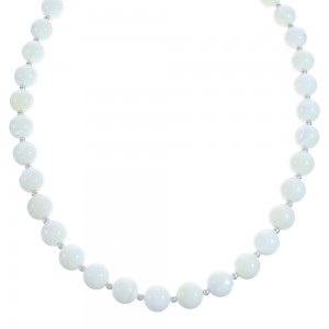 Mother Of Pearl Sterling Silver Bead Necklace KX121004