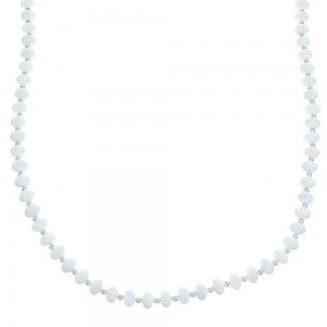 Sterling Silver with Mother Of Pearl Bead Necklace KX121007