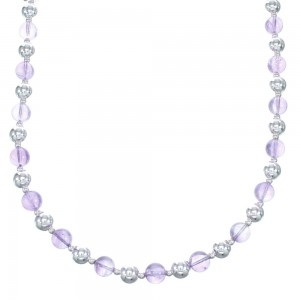 Sterling Silver And Amethyst Bead Necklace AX121647