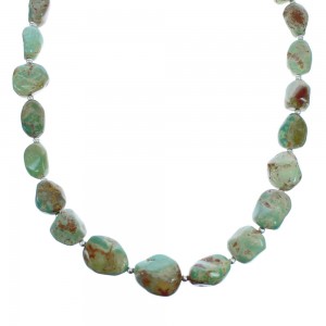 Southwest Turquoise Sterling Silver Bead Necklace JX121534