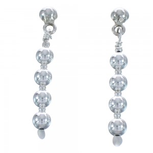 Southwestern Authentic Sterling Silver Bead Post Dangle Earrings MX121558