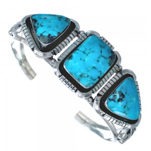Sterling Silver Multistone Turquoise Navajo Cuff Bracelet KX121295