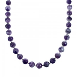 Southwestern Sterling Silver And Amethyst Bead Necklace JX121470