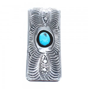 Navajo Indian Turquoise Authentic Sterling Silver Money Clip AX121499