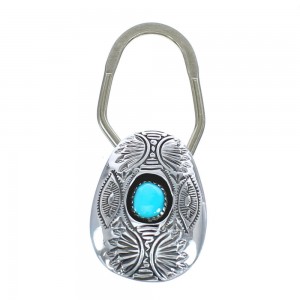 American Indian Authentic Sterling Silver And Turquoise Key Chain AX121473