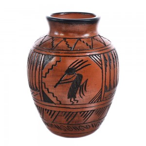 Kokopelli Navajo Hand Crafted Pot By Artist Shyla Watchman MX121687