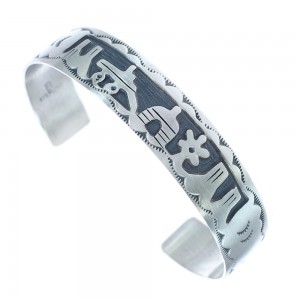 Sterling Silver Navajo Storyteller Cuff Bracelet AX121744