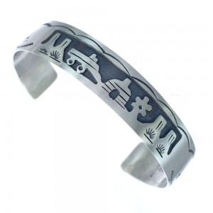 Sterling Silver Navajo Storyteller Cuff Bracelet AX121746