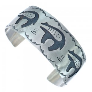 Genuine Sterling Silver Navajo Bear Cuff Bracelet AX121733