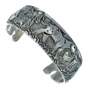 Sterling Silver Horse Native American Cuff Bracelet AX121856