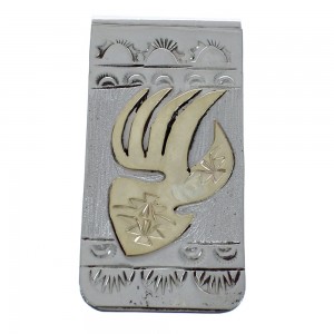 Native American Navajo Genuine Sterling Silver And 12KGF Bear Paw Money Clip JX121908