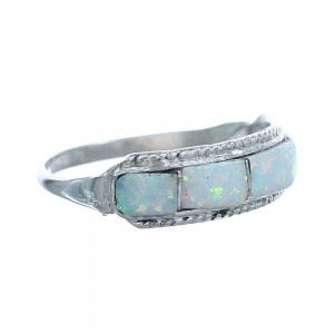 Navajo Authentic Sterling Silver Opal Ring Size 6-1/4 JX122178