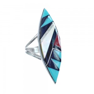 Multicolor Inlay Authentic Sterling Silver Ring Size 6-1/2 JX122155