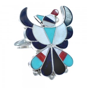 Multicolor Thunderbird Sterling Silver Zuni Ring Size 5-1/4 JX122321