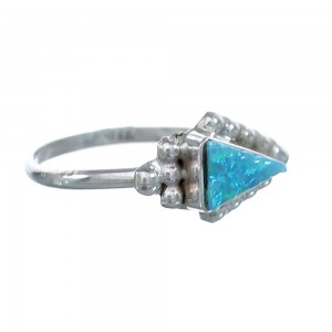 Native American Blue Opal Sterling Silver Ring Size 8 JX122541