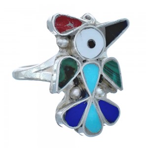 Thunderbird Zuni Multicolor And Sterling Silver Ring Size 7-1/2 AX122510