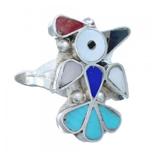Thunderbird Zuni Multicolor And Sterling Silver Ring Size 7-1/2 AX122513