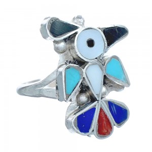 Thunderbird Zuni Multicolor And Sterling Silver Ring Size 7 AX122516