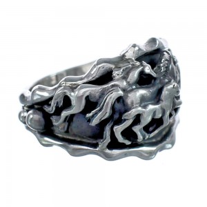 Sterling Silver Native American Navajo Horse Ring Size 11-1/2 JX125659
